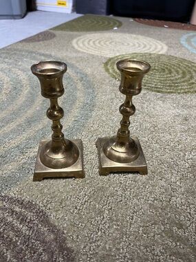 Brass Candlestick Pair - Classic Gold Finish
